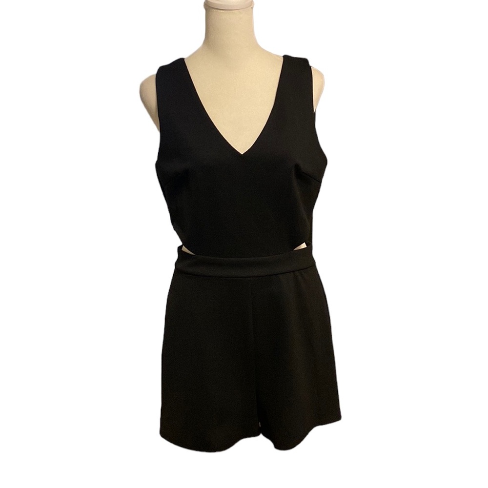 Black romper with keyhole side cut outs